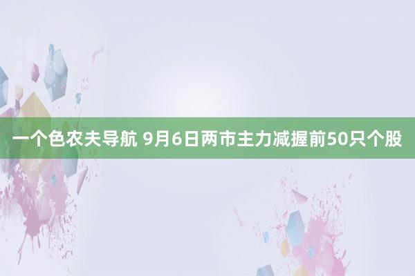 一个色农夫导航 9月6日两市主力减握前50只个股