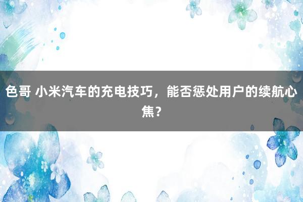 色哥 小米汽车的充电技巧，能否惩处用户的续航心焦？