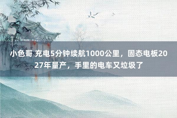 小色哥 充电5分钟续航1000公里，固态电板2027年量产，手里的电车又垃圾了