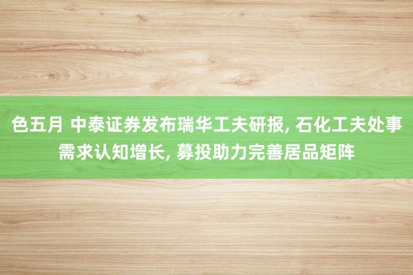 色五月 中泰证券发布瑞华工夫研报, 石化工夫处事需求认知增长, 募投助力完善居品矩阵