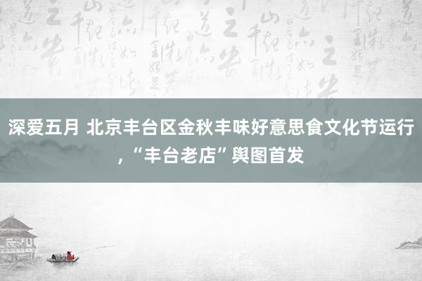 深爱五月 北京丰台区金秋丰味好意思食文化节运行, “丰台老店”舆图首发