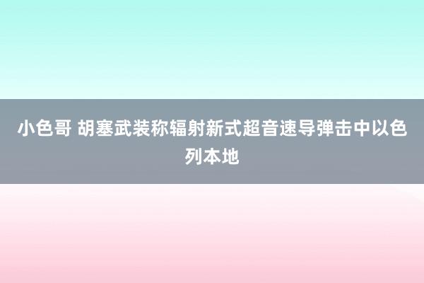 小色哥 胡塞武装称辐射新式超音速导弹击中以色列本地