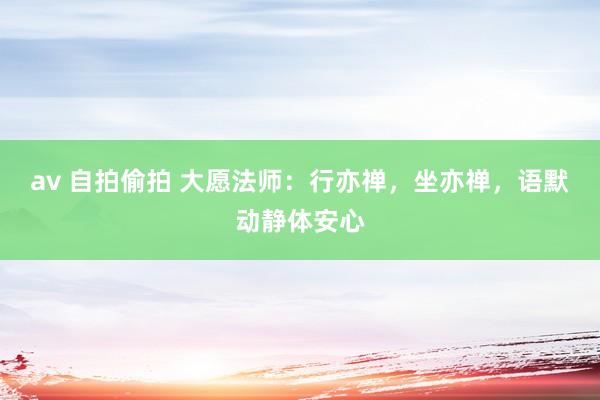 av 自拍偷拍 大愿法师：行亦禅，坐亦禅，语默动静体安心