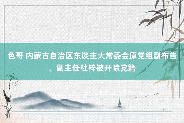 色哥 内蒙古自治区东谈主大常委会原党组副布告、副主任杜梓被开除党籍