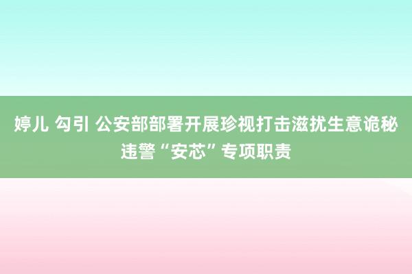 婷儿 勾引 公安部部署开展珍视打击滋扰生意诡秘违警“安芯”专项职责