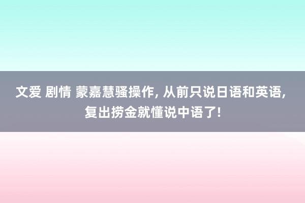 文爱 剧情 蒙嘉慧骚操作, 从前只说日语和英语, 复出捞金就懂说中语了!