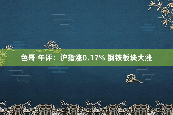 色哥 午评：沪指涨0.17% 钢铁板块大涨