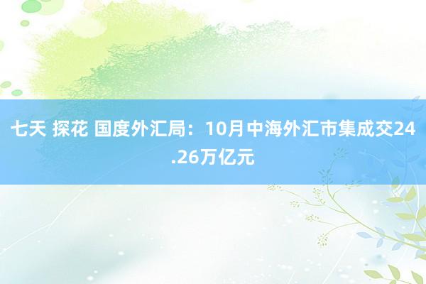 七天 探花 国度外汇局：10月中海外汇市集成交24.26万亿元