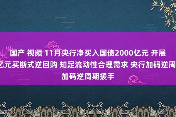 国产 视频 11月央行净买入国债2000亿元 开展8000亿元买断式逆回购 知足流动性合理需求 央行加码逆周期援手