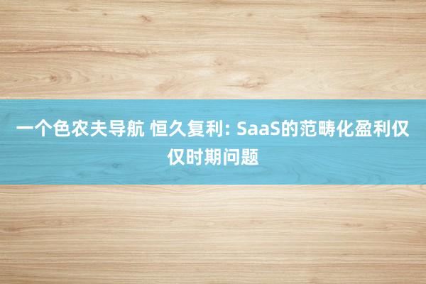 一个色农夫导航 恒久复利: SaaS的范畴化盈利仅仅时期问题