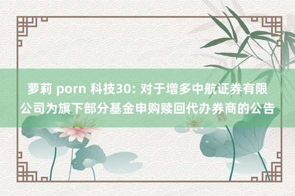 萝莉 porn 科技30: 对于增多中航证券有限公司为旗下部分基金申购赎回代办券商的公告