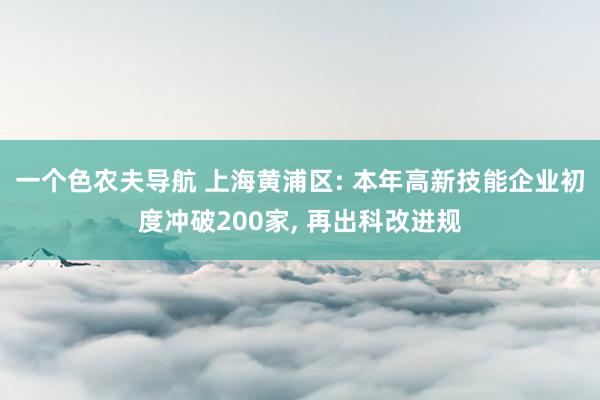 一个色农夫导航 上海黄浦区: 本年高新技能企业初度冲破200家, 再出科改进规