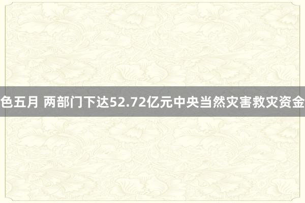 色五月 两部门下达52.72亿元中央当然灾害救灾资金