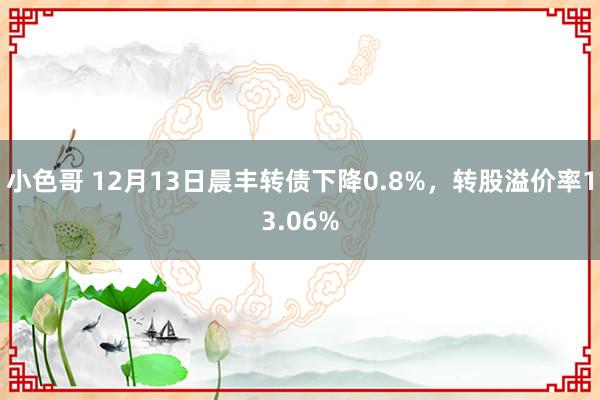 小色哥 12月13日晨丰转债下降0.8%，转股溢价率13.06%