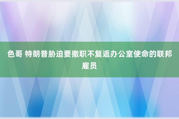 色哥 特朗普胁迫要撤职不复返办公室使命的联邦雇员