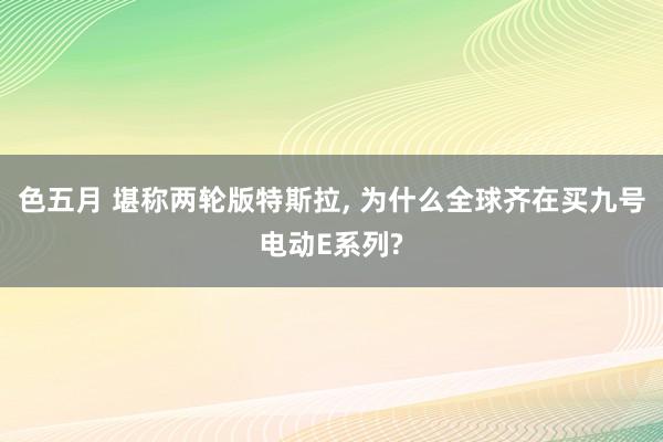 色五月 堪称两轮版特斯拉, 为什么全球齐在买九号电动E系列?