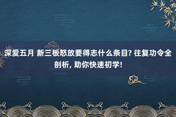 深爱五月 新三板怒放要得志什么条目? 往复功令全剖析, 助你快速初学!