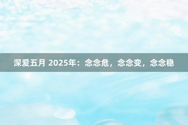 深爱五月 2025年：念念危，念念变，念念稳