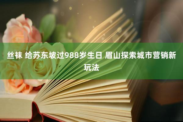 丝袜 给苏东坡过988岁生日 眉山探索城市营销新玩法